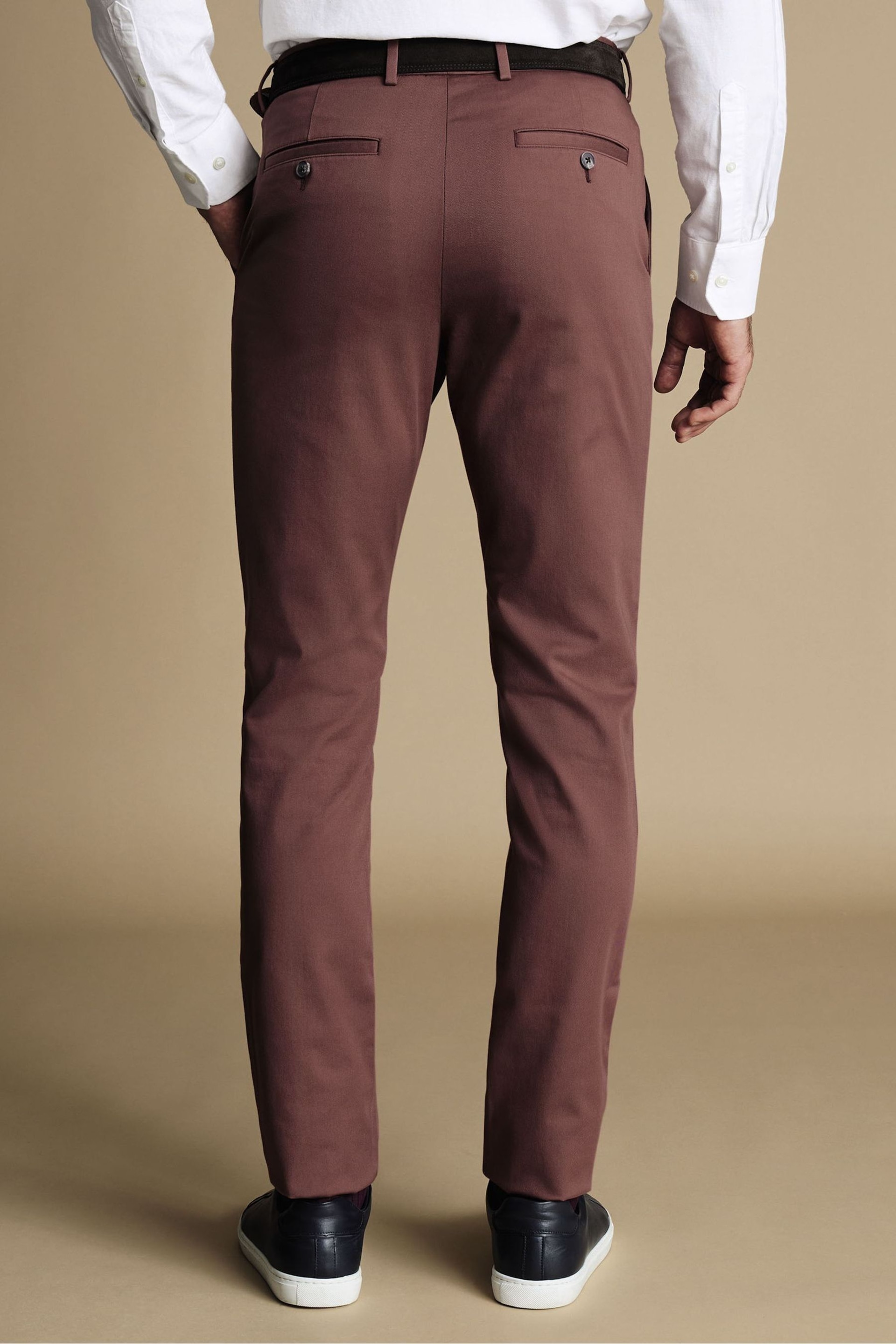 Charles Tyrwhitt Brown Slim Fit Ultimate non-iron Chino Trousers - Image 2 of 3