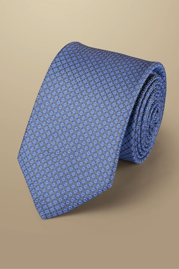 Charles Tyrwhitt Blue Mini Floral Silk Stain Resist Pattern Tie