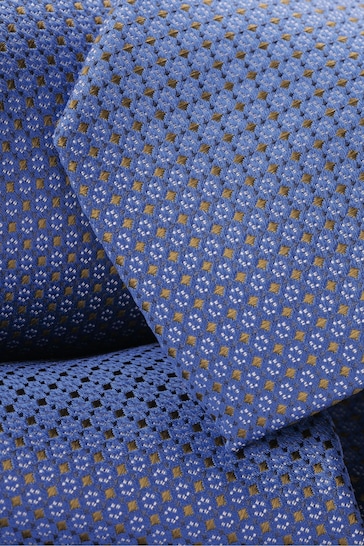 Charles Tyrwhitt Blue Mini Floral Silk Stain Resist Pattern Tie