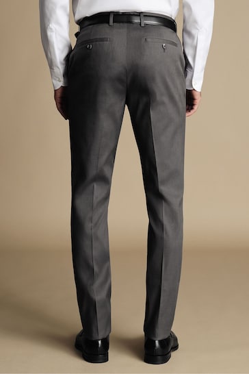 Charles Tyrwhitt Grey Classic Fit Smart Texture Trousers