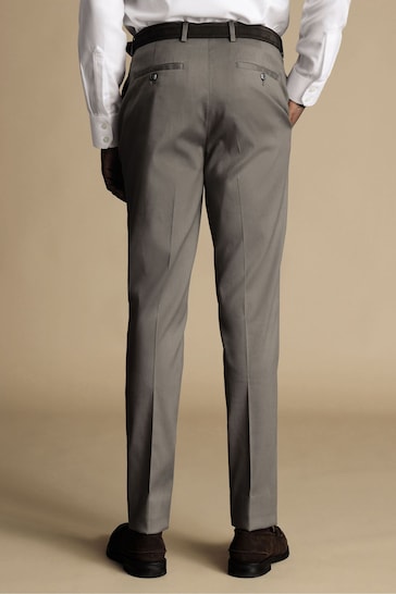 Charles Tyrwhitt Grey Chrome Classic Fit Smart Texture Trousers