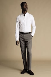 Charles Tyrwhitt Grey Chrome Classic Fit Smart Texture Trousers - Image 3 of 5