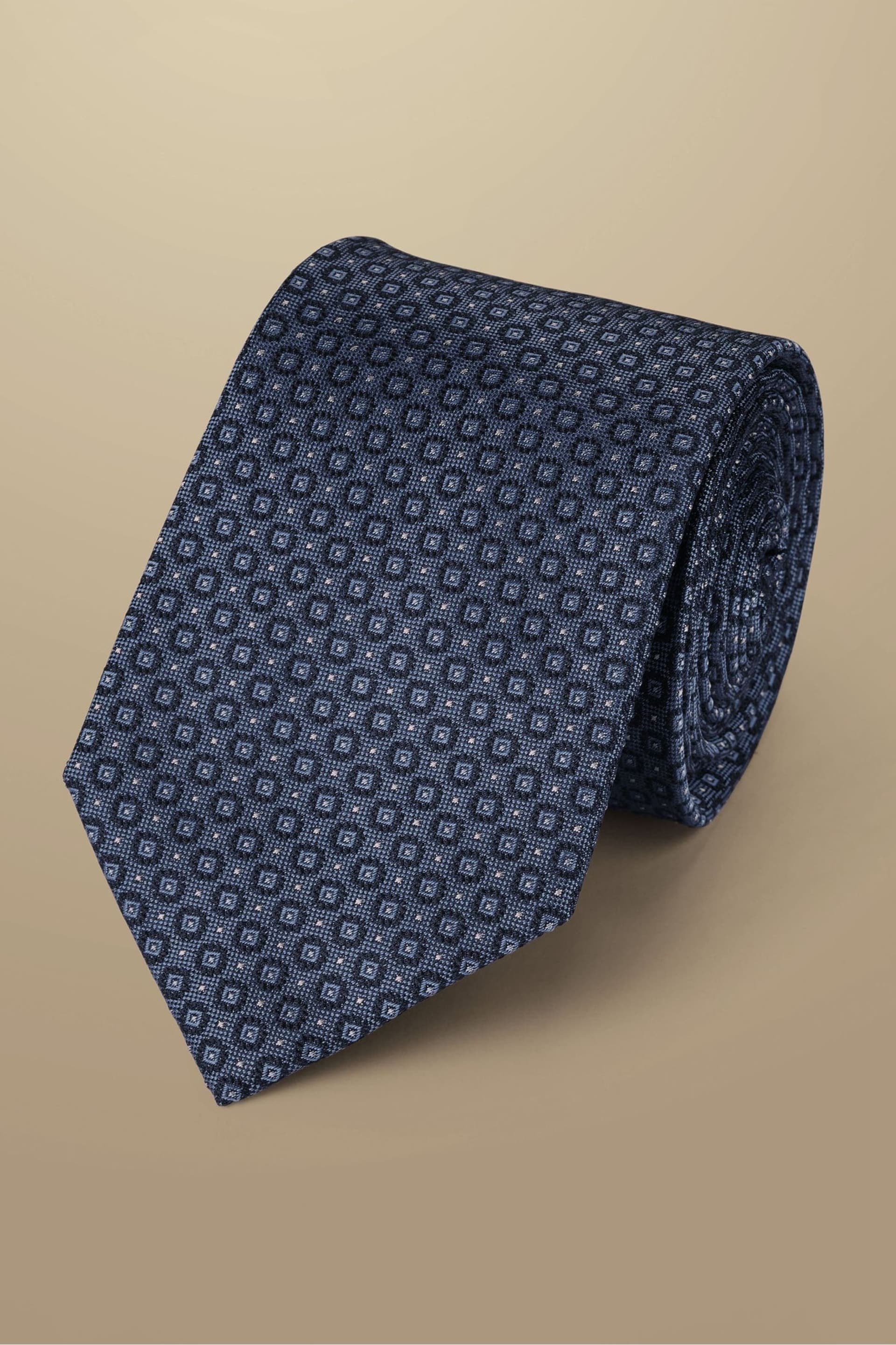 Charles Tyrwhitt Blue Mini Floral Silk Stain Resist Pattern Tie - Image 1 of 1