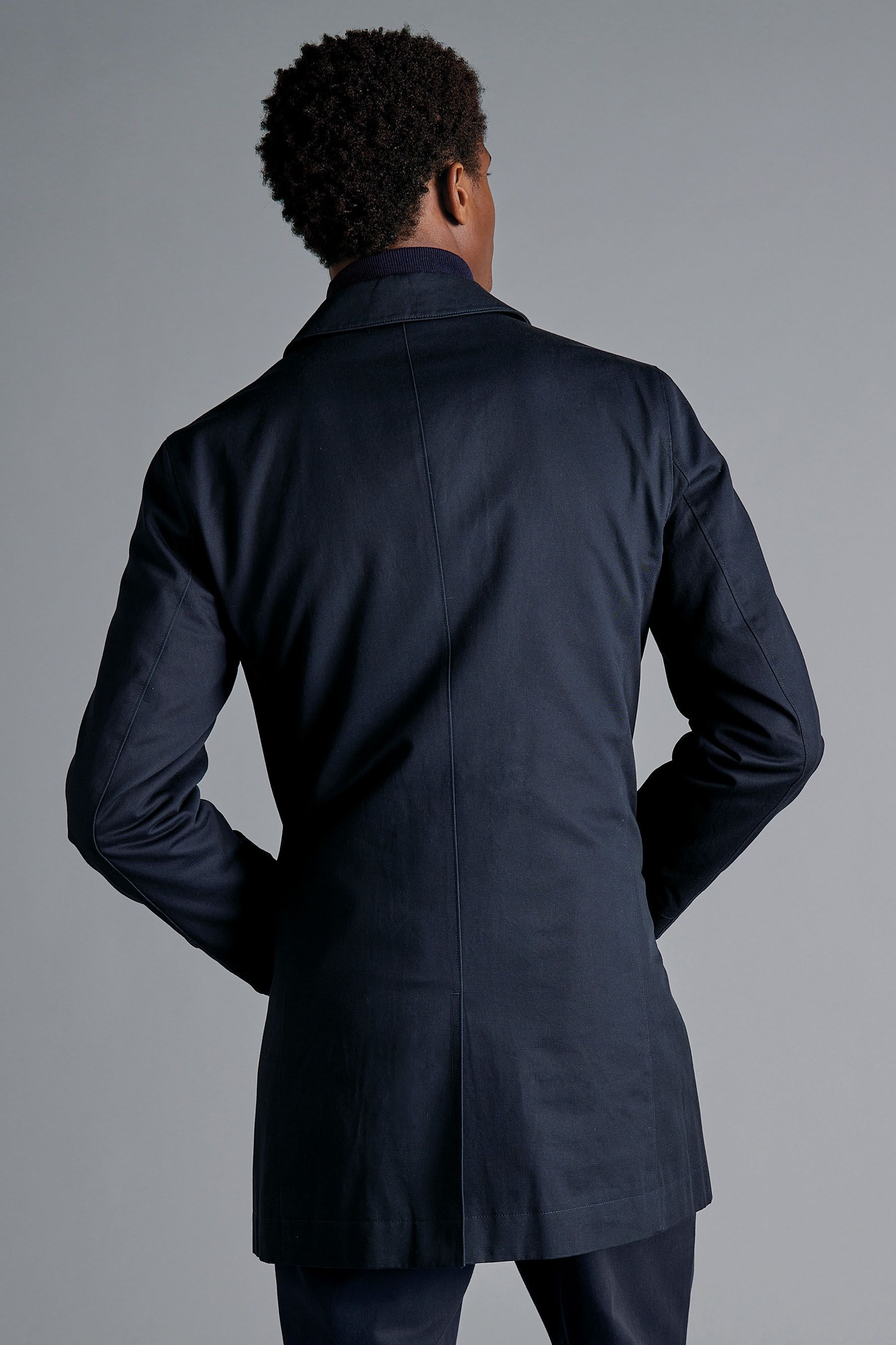Buy Charles Tyrwhitt Blue Classic Showerproof Cotton Raincoat from