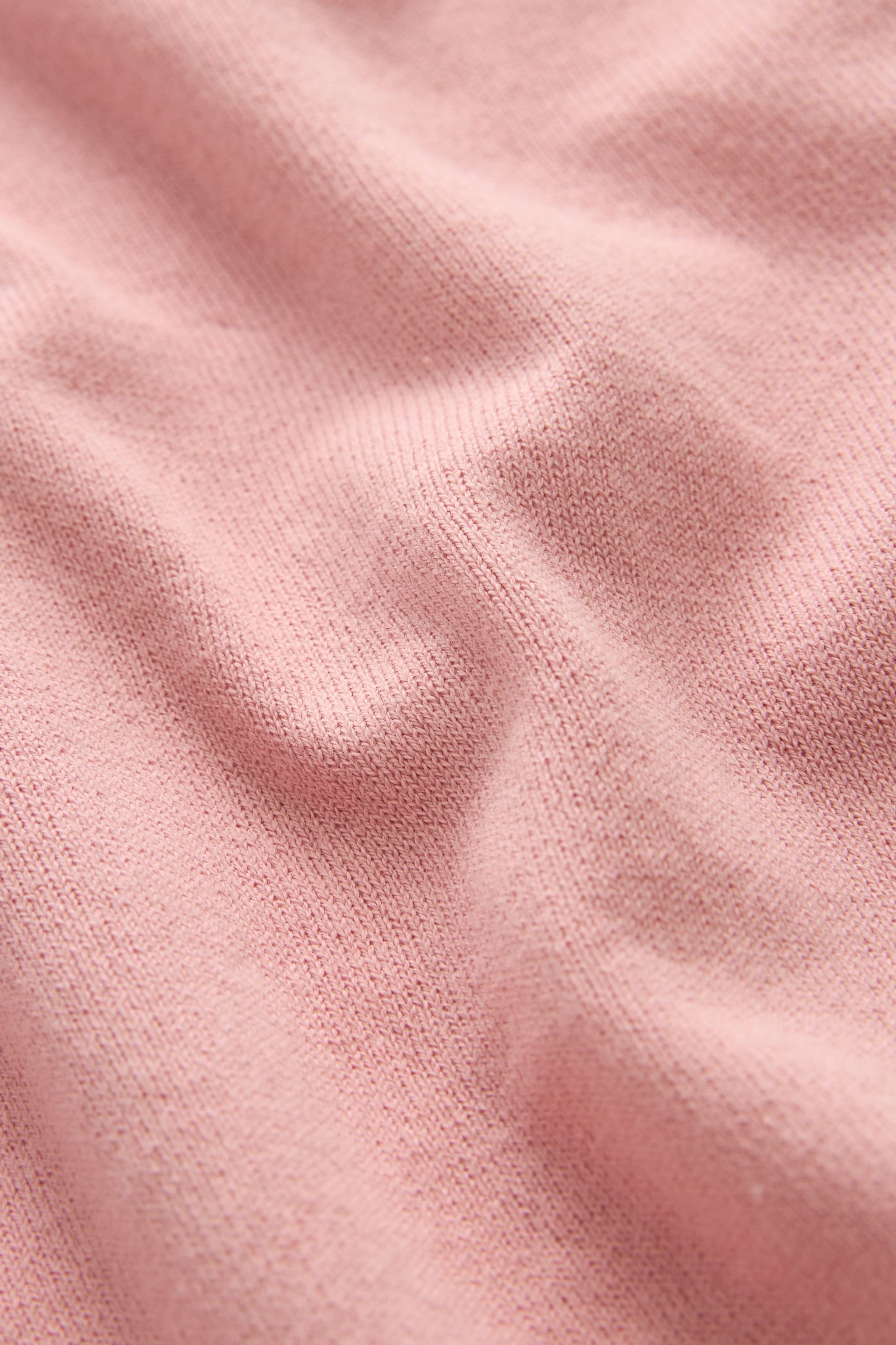 Pink Knitted Regular Fit Zip Polo Shirt - Image 7 of 7