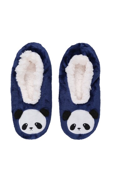 Wild Feet Blue Fluffy Footsie Slippers