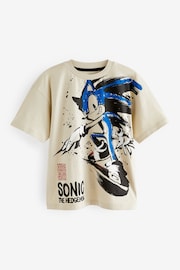 Stone Natural Licensed Sonic T-Shirt by Next (3-16yrs) - Image 1 of 4