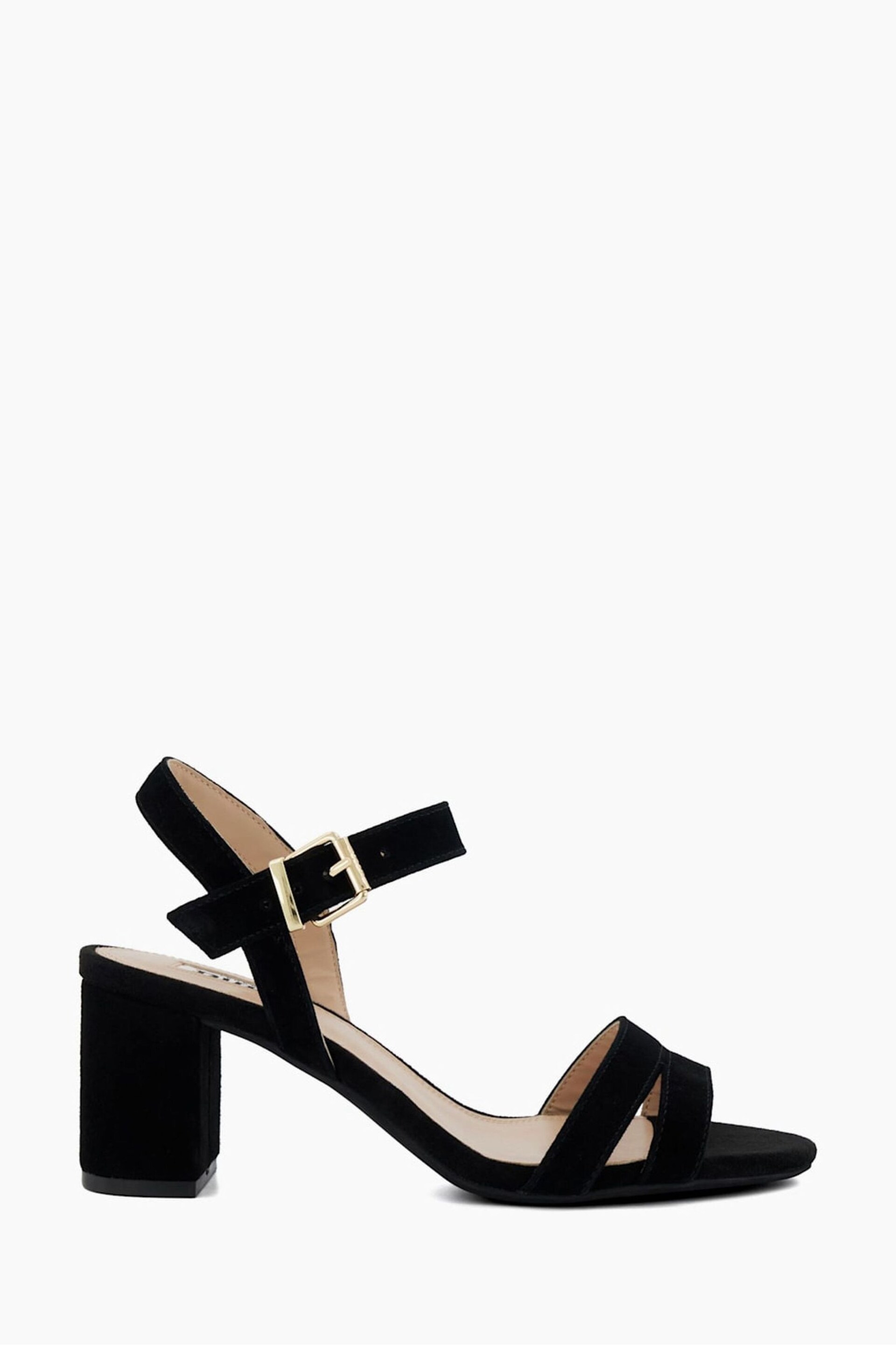 Dune London Dark Black Merisa 2 Part Block Heel Sandals - Image 3 of 6