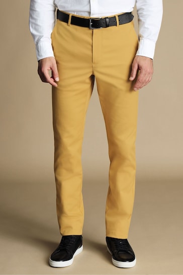 Charles Tyrwhitt Yellow Slim Fit Ultimate non-iron Chino Trousers