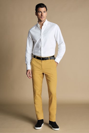 Charles Tyrwhitt Yellow Slim Fit Ultimate non-iron Chino Trousers