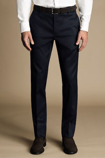 Charles Tyrwhitt Blue Classic Fit Smart Texture Trousers