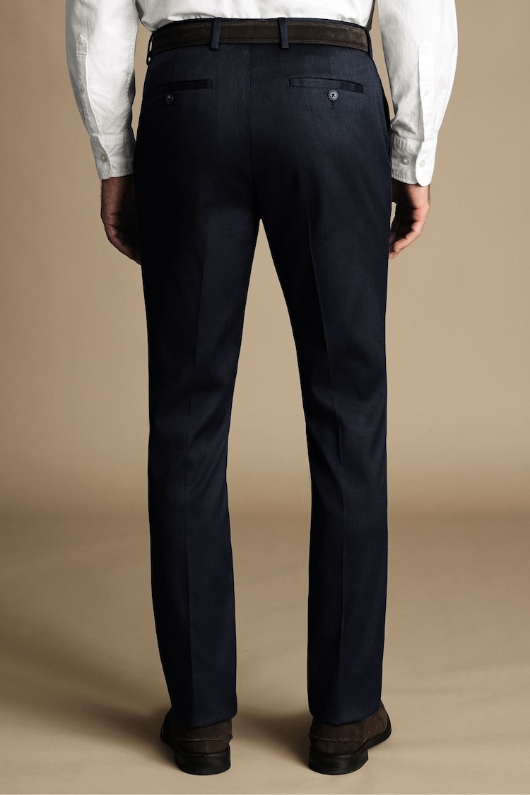 Charles Tyrwhitt Blue Classic Fit Smart Texture Trousers - Image 2 of 5