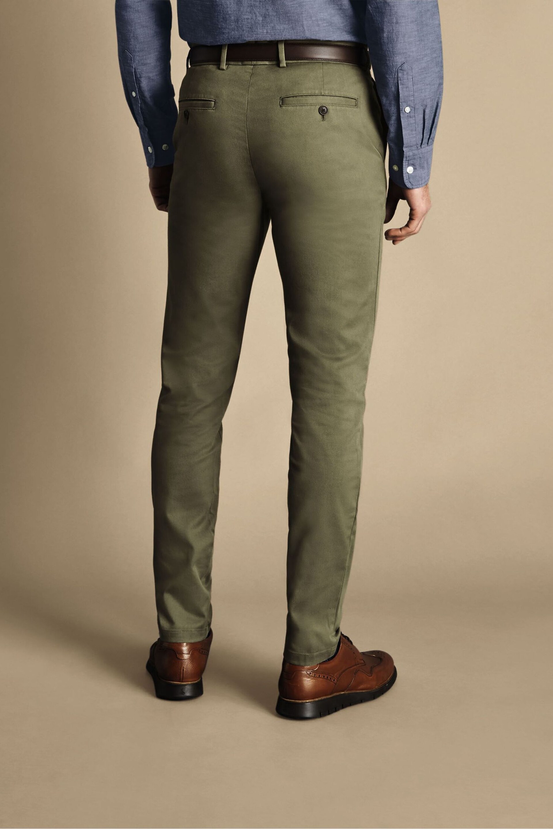 Charles Tyrwhitt Green Slim Fit Ultimate Non-Iron Chinos - Image 2 of 4