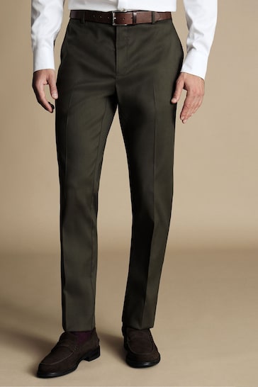 Charles Tyrwhitt Green Classic Fit Smart Texture Trousers