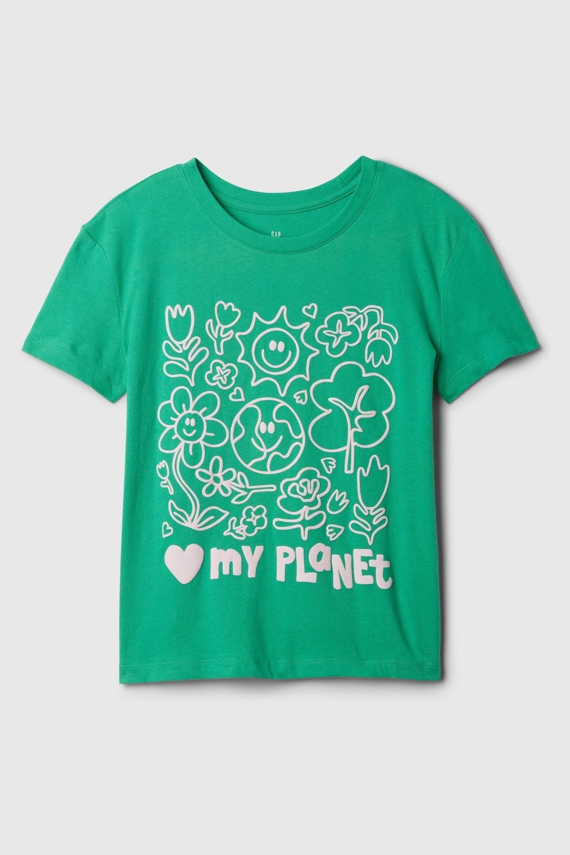 Gap Green Planet Slogan Graphic Crew Neck Short Sleeve T-Shirt (4-13yrs) - Image 4 of 4