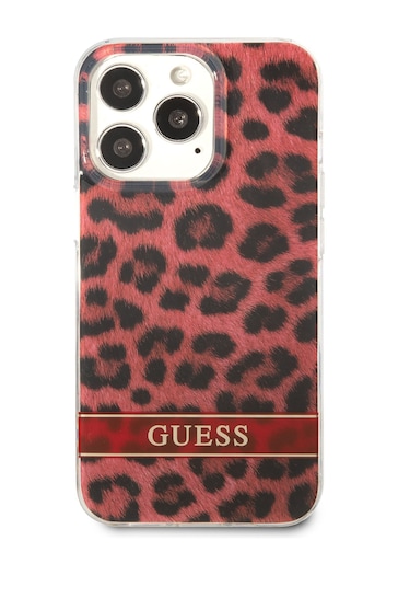 Guess Animal iPhone 13 Pro Pc/Tpu Leopard Design Case with Electro Stripe