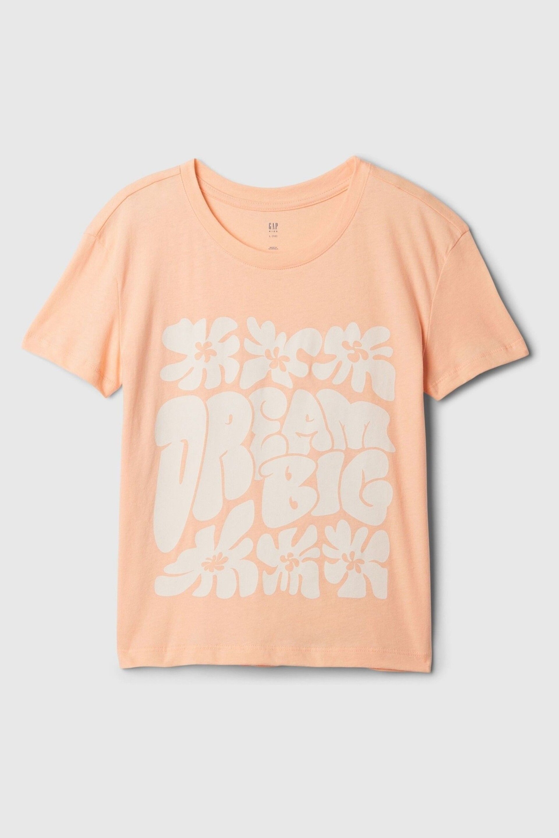 Gap Orange Flower Slogan Graphic Crew Neck Short Sleeve T-Shirt (4-13yrs) - Image 4 of 4