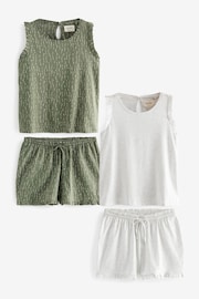 Green/Grey 2 Pack Cotton Vest Short Set Pyjamas - Image 1 of 5