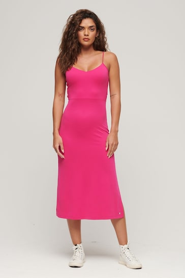 Superdry Pink Jersey Open Back Dress