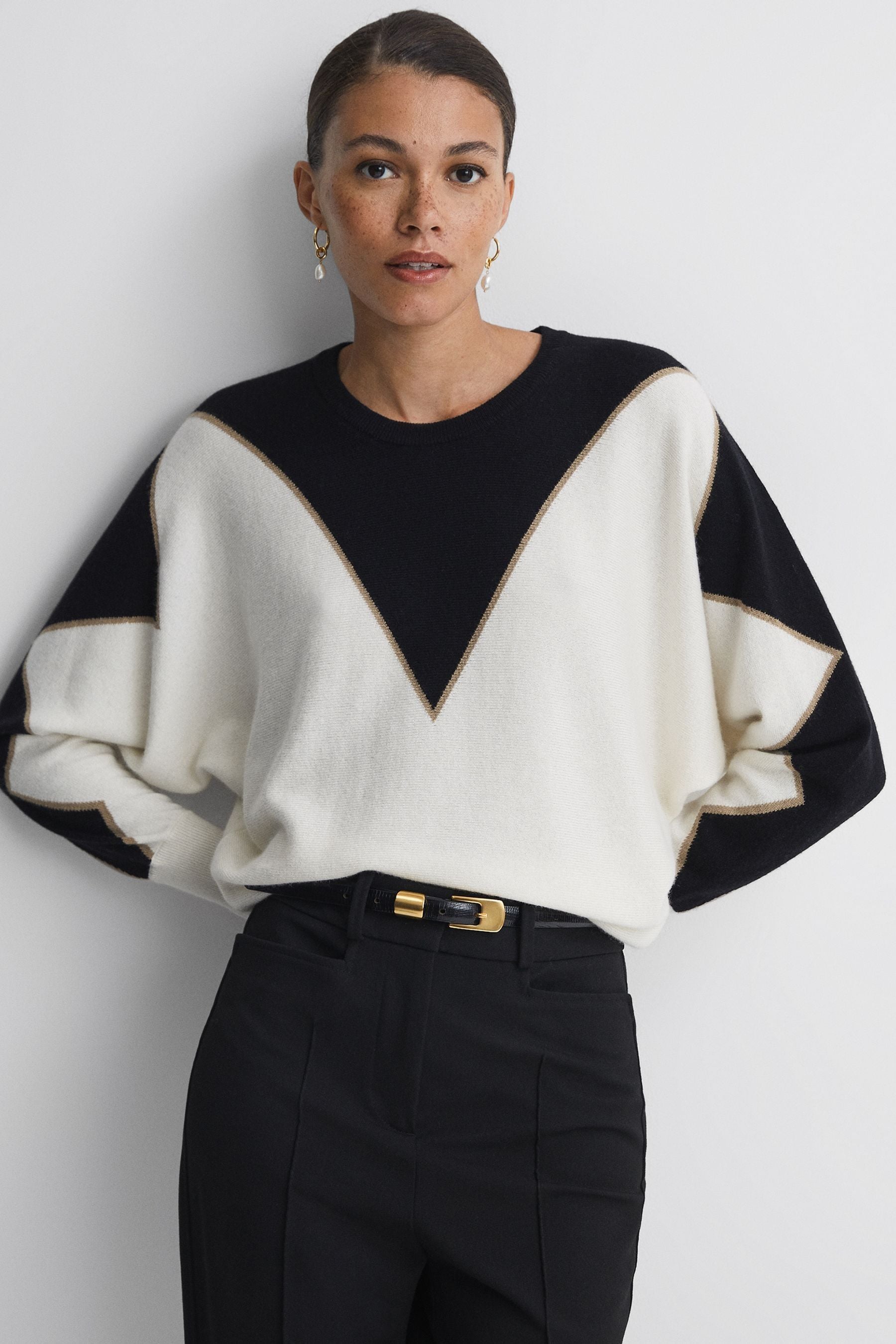 Buy Reiss Black Ivory Sydney Cashmere Wool Blend Crew Neck Jumper from the Next UK online shop
