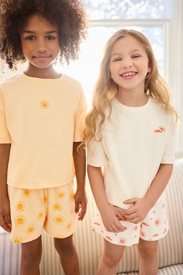 Cream/ Yellow Short Pyjamas 2 Pack (3-16yrs)