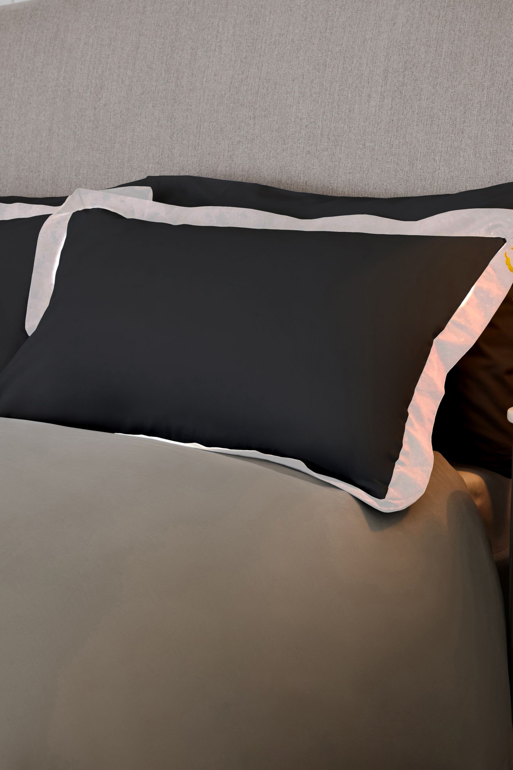 Black and white bed pillows top