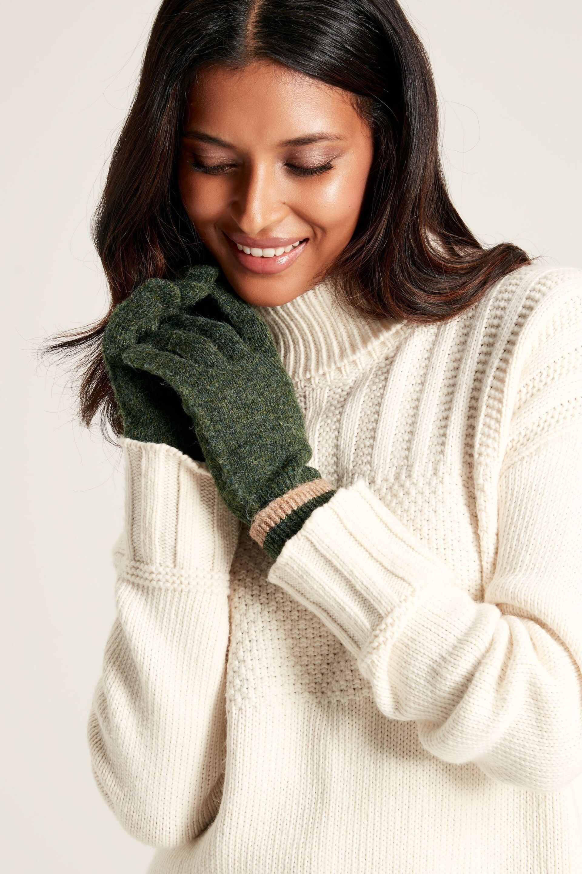 Joules Eloise Green Knitted Gloves - Image 1 of 4