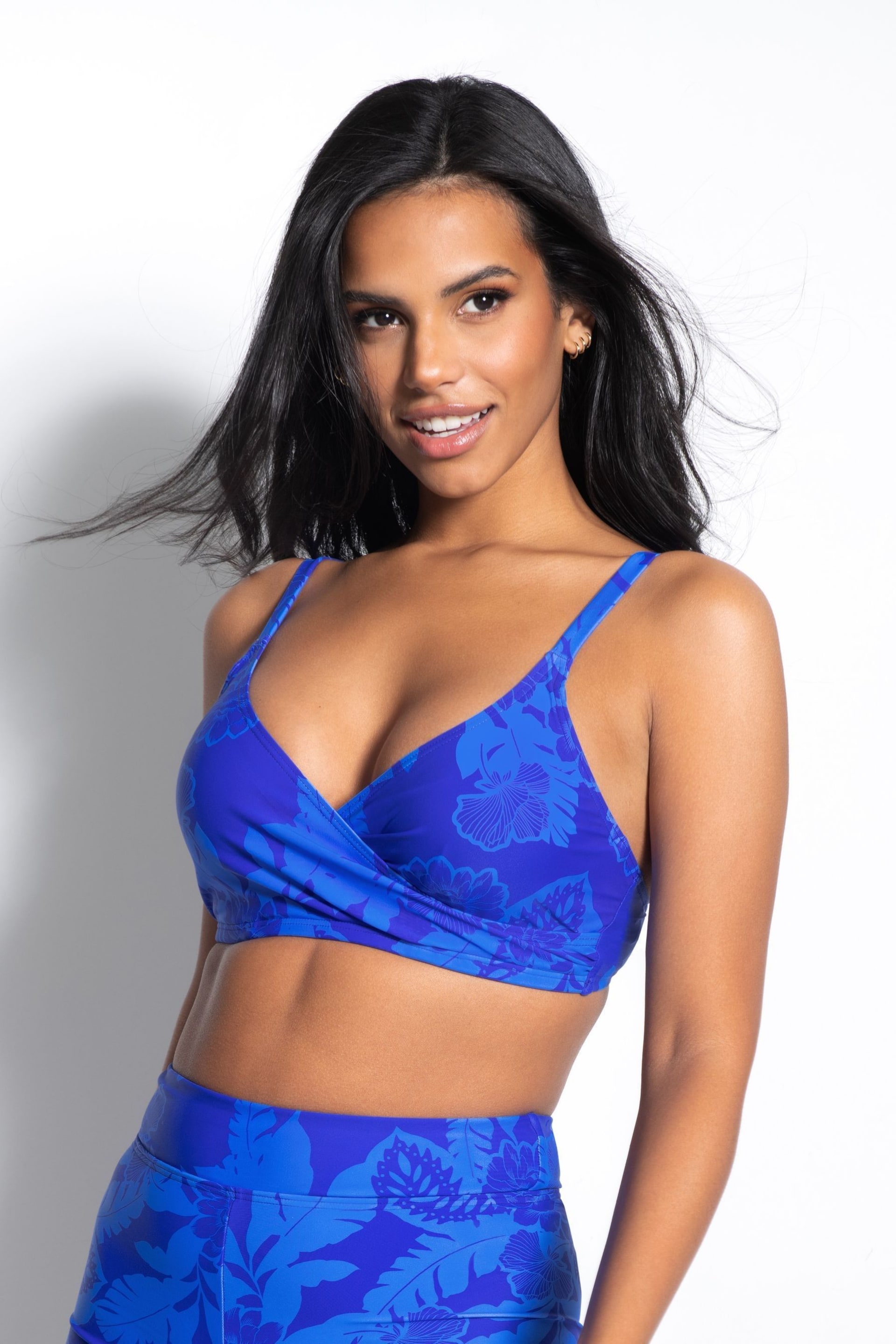 Pour Moi Blue Tropical Maui Underwired Non Padded Wrap Top - Image 2 of 6
