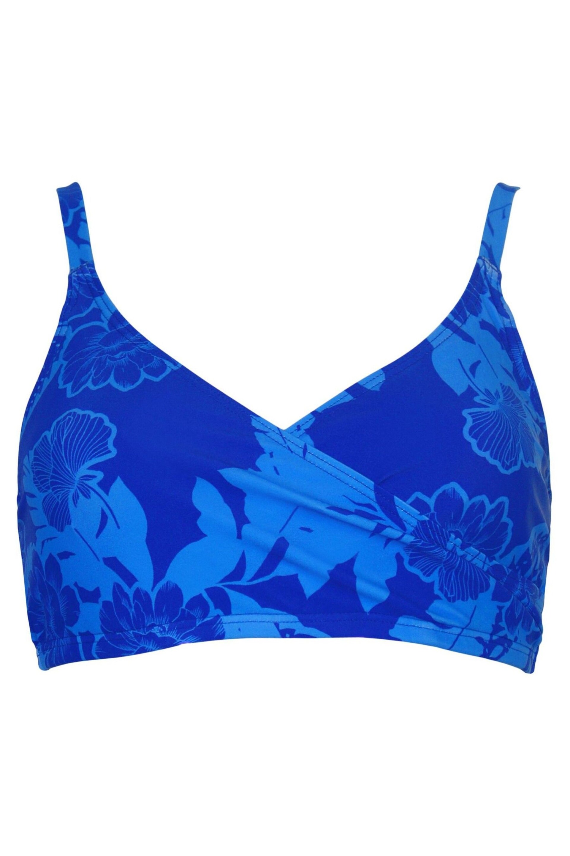 Pour Moi Blue Tropical Maui Underwired Non Padded Wrap Top - Image 5 of 6