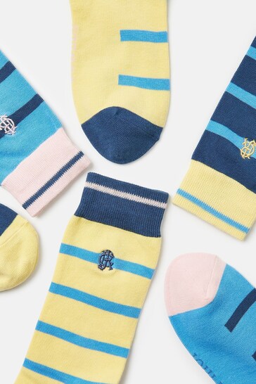 Joules Striking Yellow/Blue Pack of Three Socks