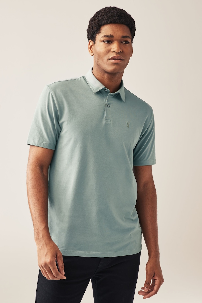 Navy/Light Neutral/Pink/Sage Green/Blue Regular Fit Regular Fit Short Sleeve Jersey Polo Shirts 5 Pack - Image 11 of 12