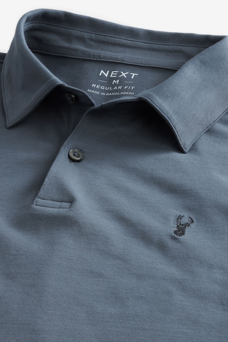 Navy/Light Neutral/Pink/Sage Green/Blue Regular Fit Regular Fit Short Sleeve Jersey Polo Shirts 5 Pack - Image 3 of 12