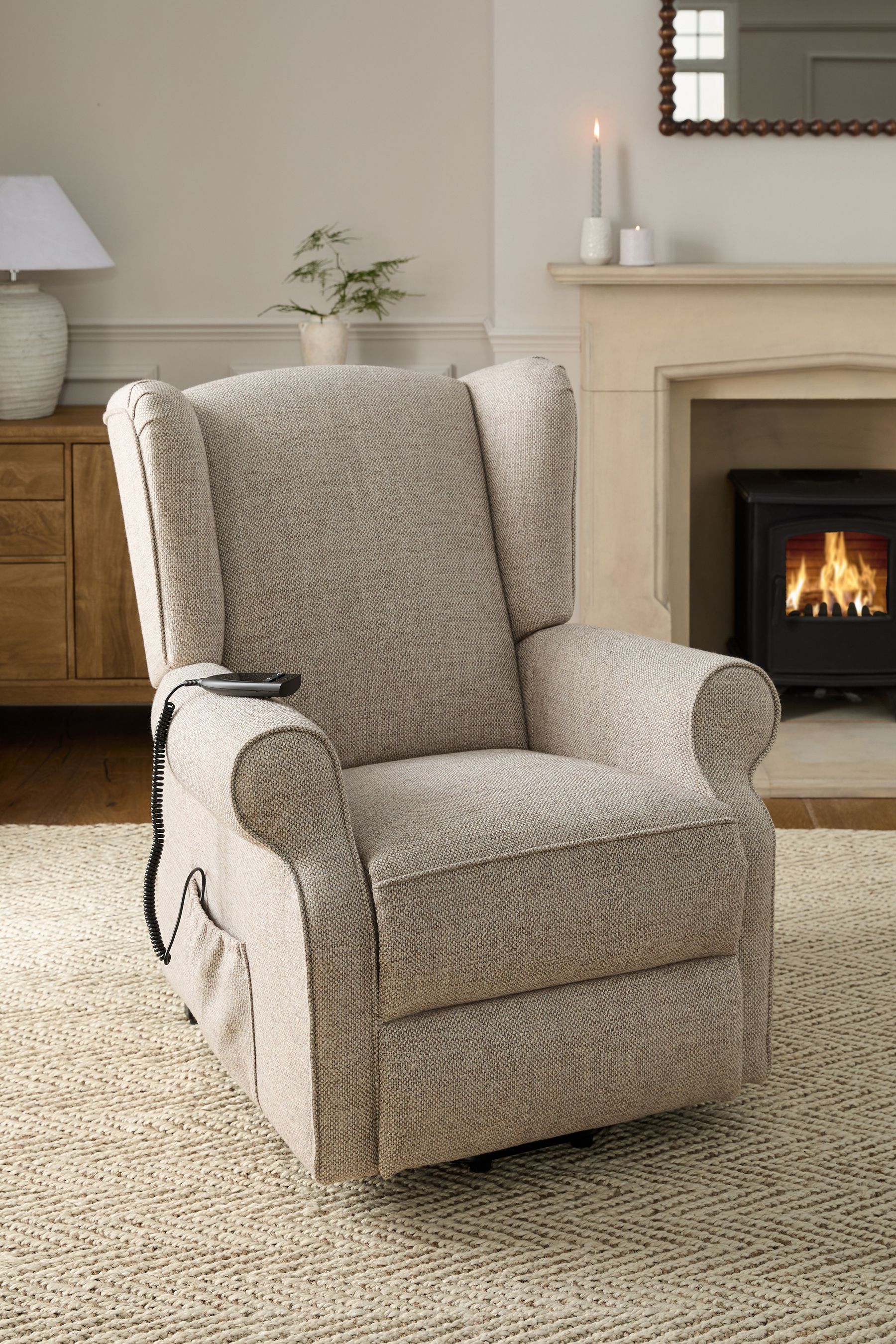Buy Chunky Weave Mid Natural Electric Recliner Sherlock Highback Armchair from the Next UK online shop