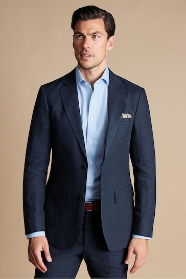 Charles Tyrwhitt Blue Linen Slim Fit Jacket