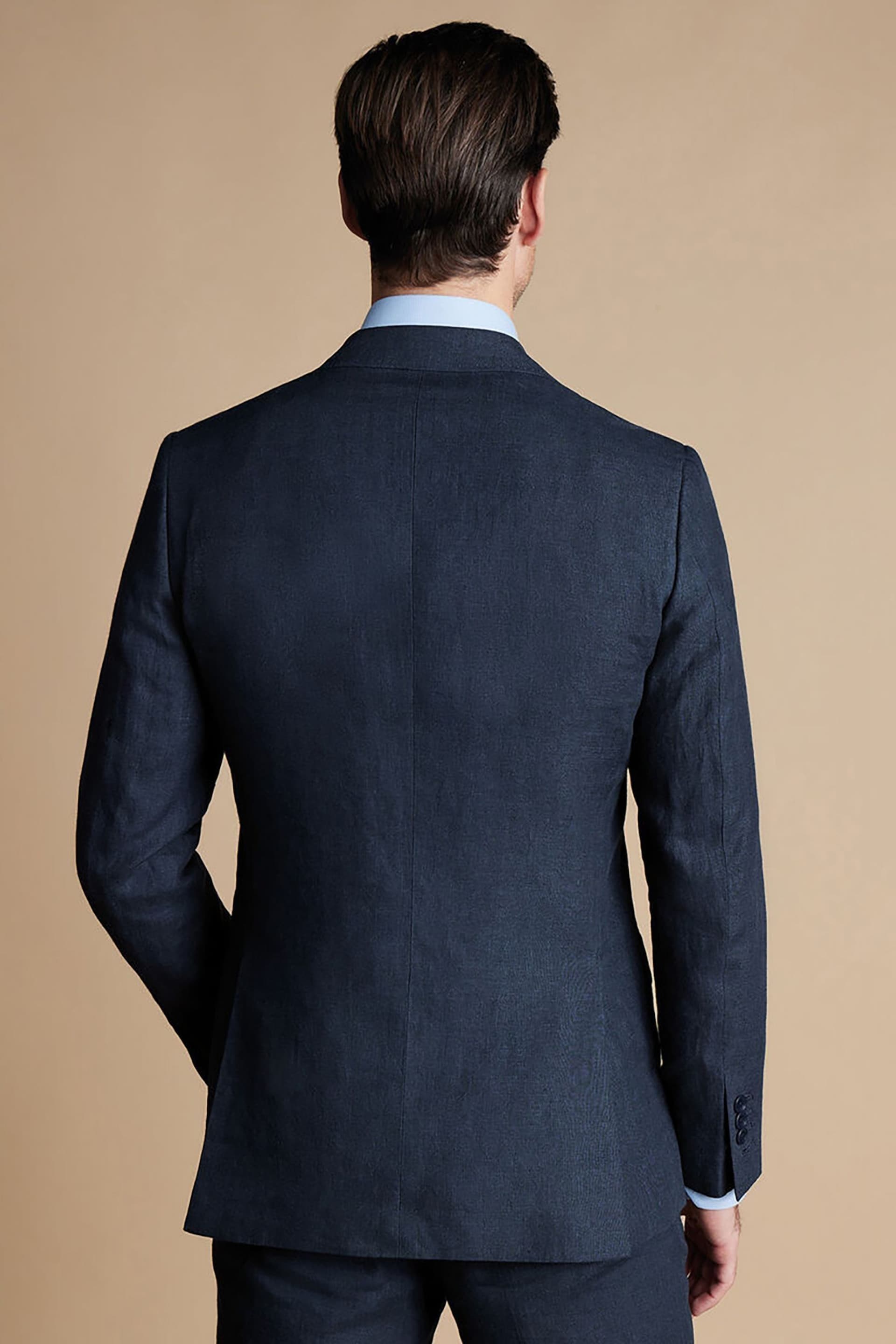 Charles Tyrwhitt Blue Linen Slim Fit Jacket - Image 2 of 5