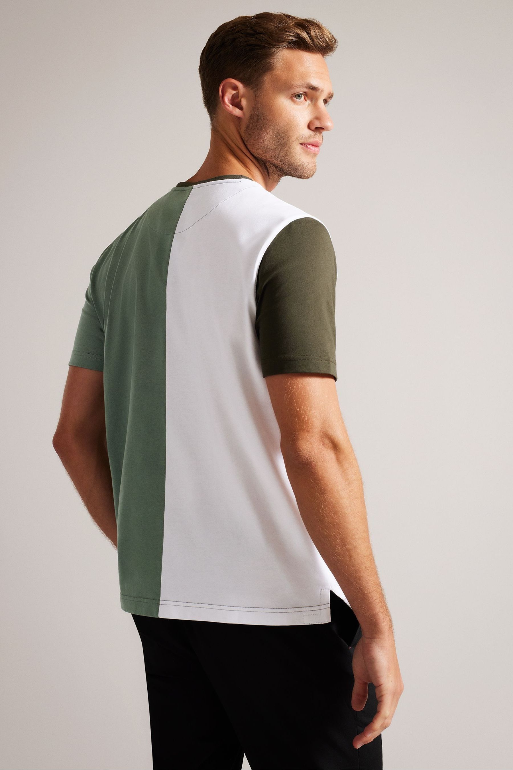 Buy Ted Baker Green Ramin Green Short Sleeved Vertical Colour Block T Shirt from Next Luxembourg