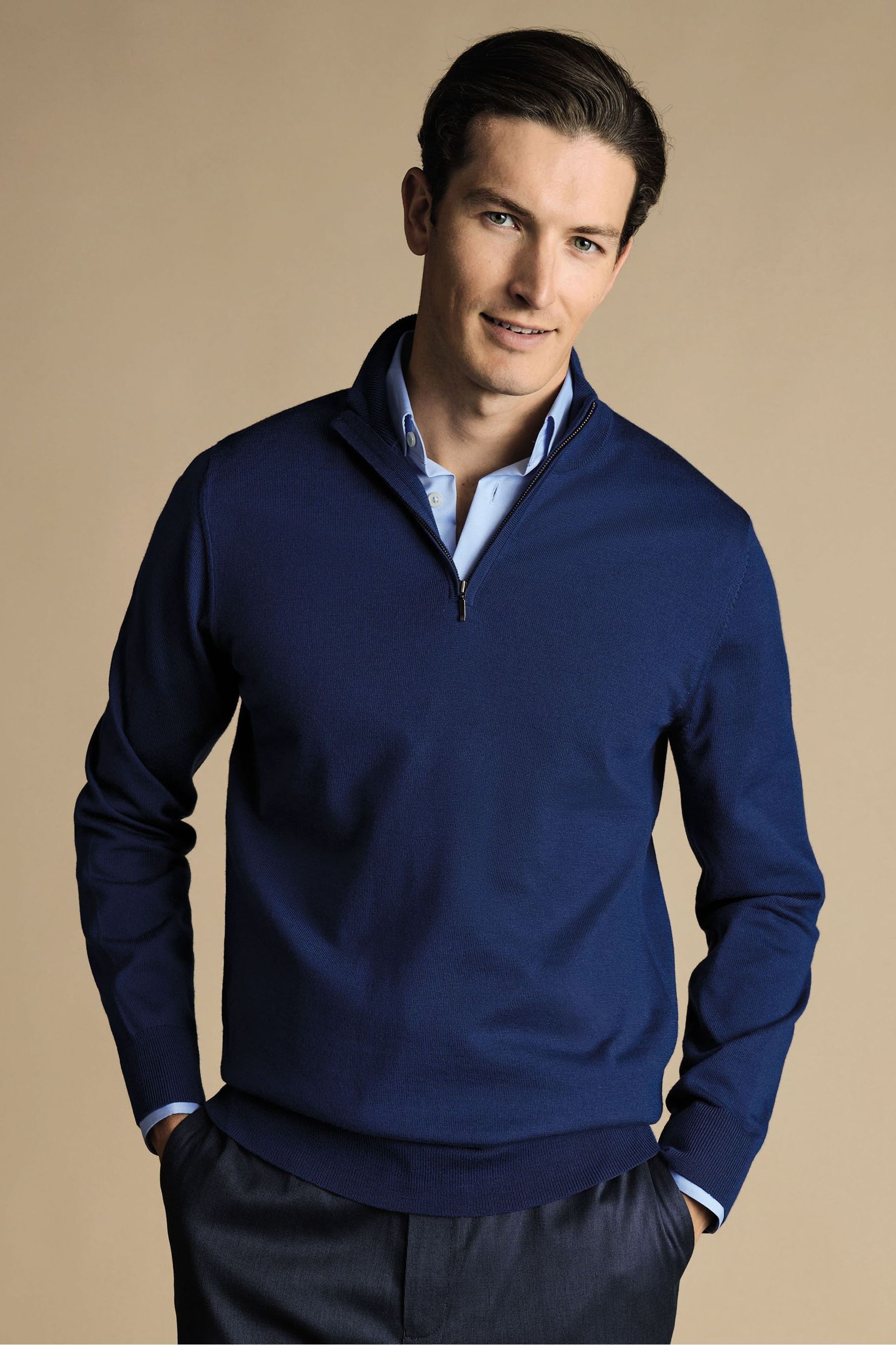 Merino zip neck jumper store