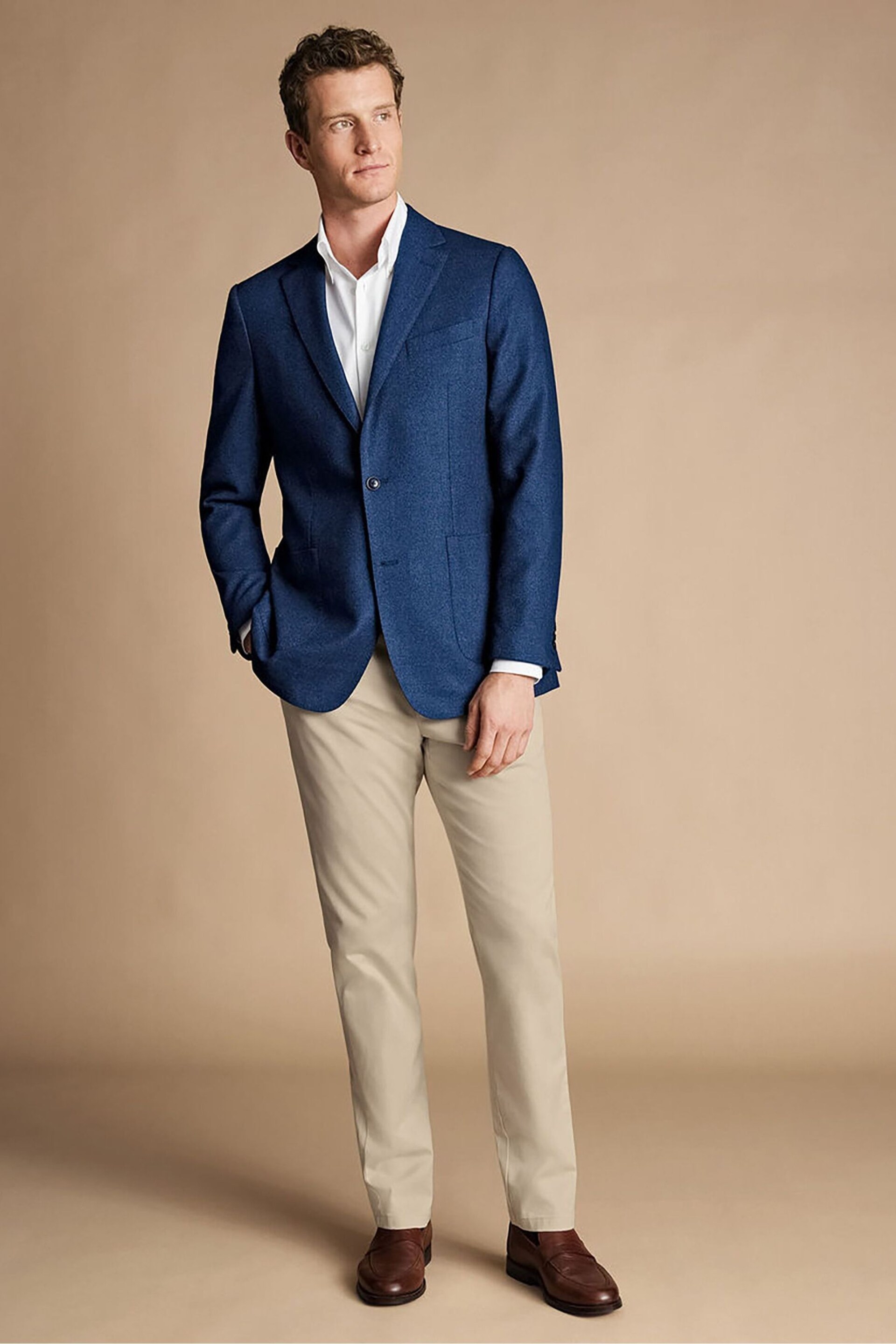 Charles Tyrwhitt Blue Twill Wool Silk Classic Fit Jacket - Image 3 of 5