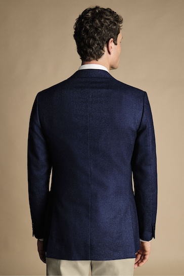Charles Tyrwhitt Blue Puppytooth Wool Silk Slim Fit Jacket