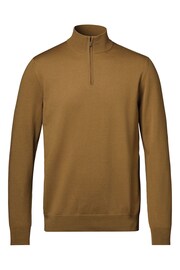 Charles Tyrwhitt Yellow Pure Merino Zip Neck Jumper - Image 3 of 5