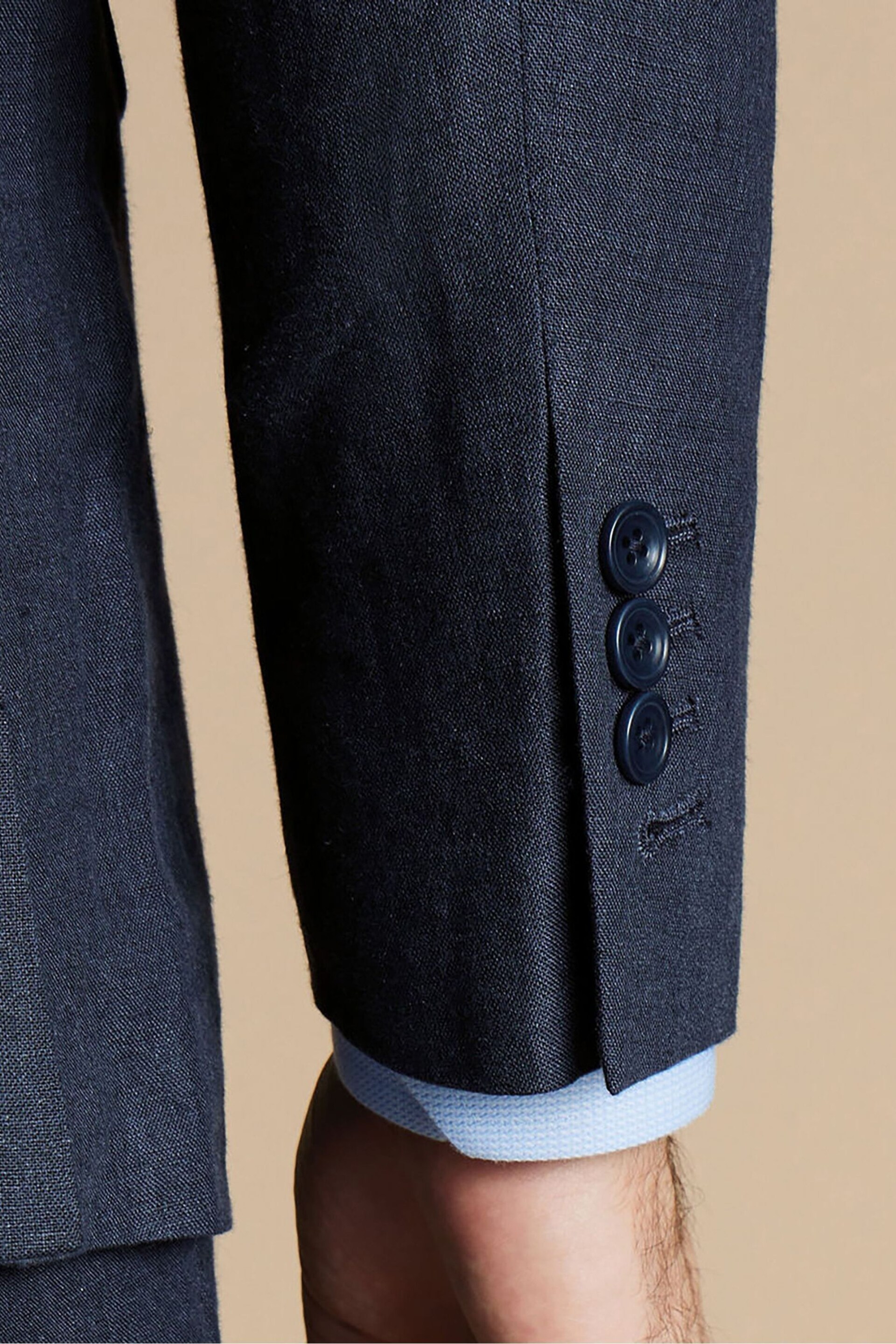 Charles Tyrwhitt Blue Linen Classic Fit Jacket - Image 4 of 5