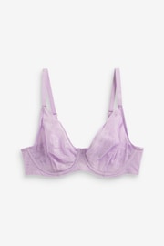 Lilac Purple DD+ Non Pad Plunge Floral Selvedge Lace Bra - Image 6 of 7