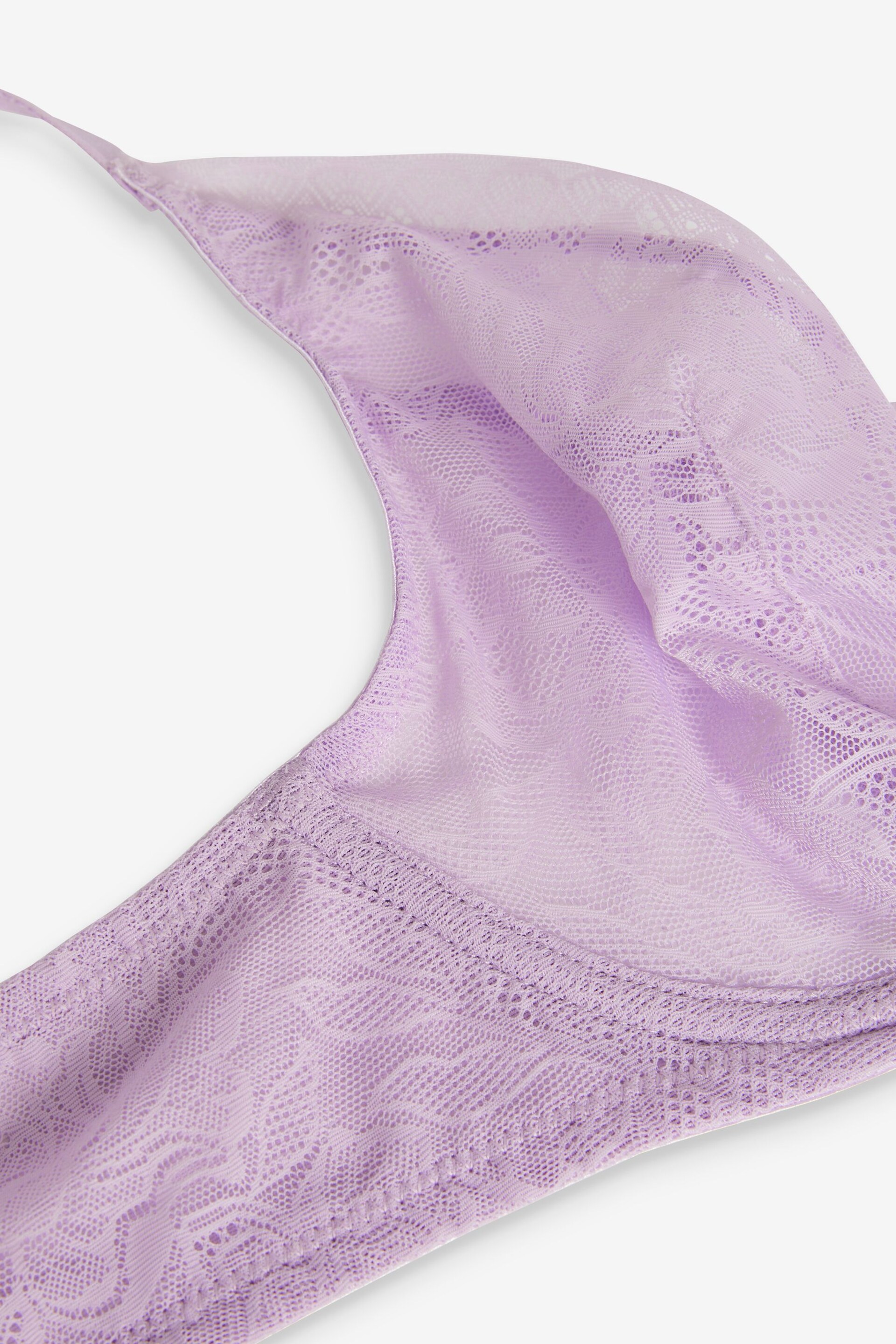 Lilac Purple DD+ Non Pad Plunge Floral Selvedge Lace Bra - Image 7 of 7