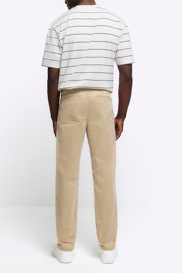 River Island Natural Laundered Chino Trousers