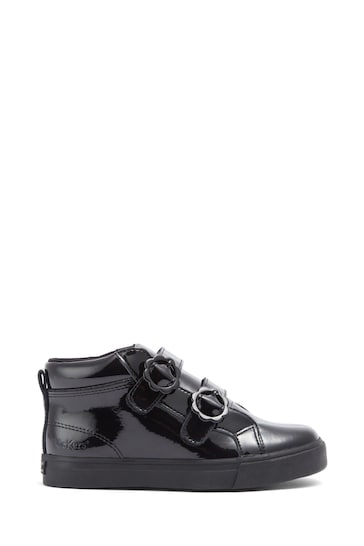 Kickers Junior Girls Tovni Hi Vel Bloom Patent Black Leather Shoes