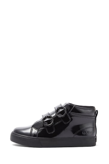 Kickers Junior Girls Tovni Hi Vel Bloom Patent Black Leather Shoes