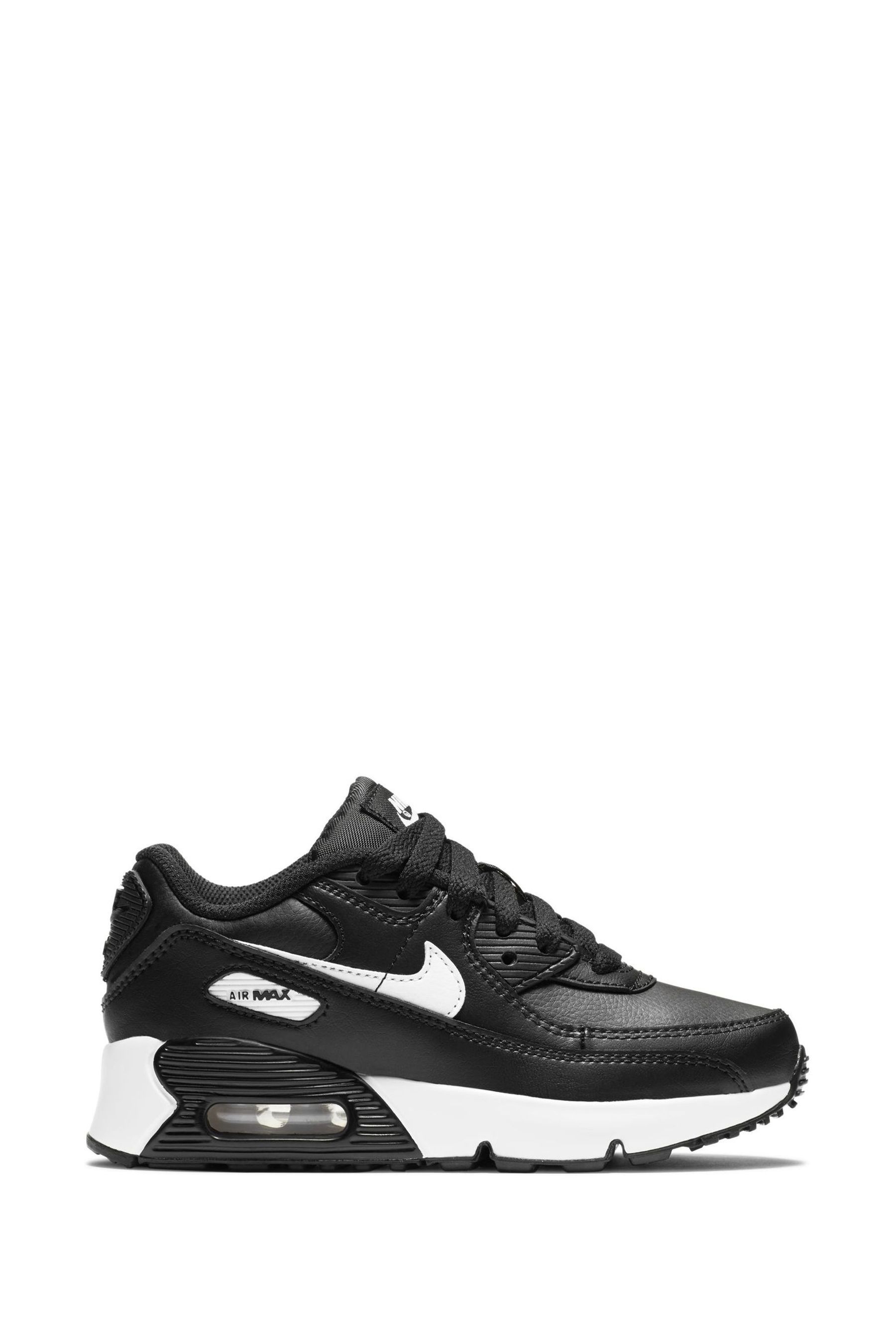 Nike junior air max 90 top leather trainer black black