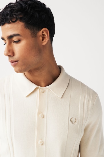 Fred Perry Textured Button Through Knitted Polo Shirt
