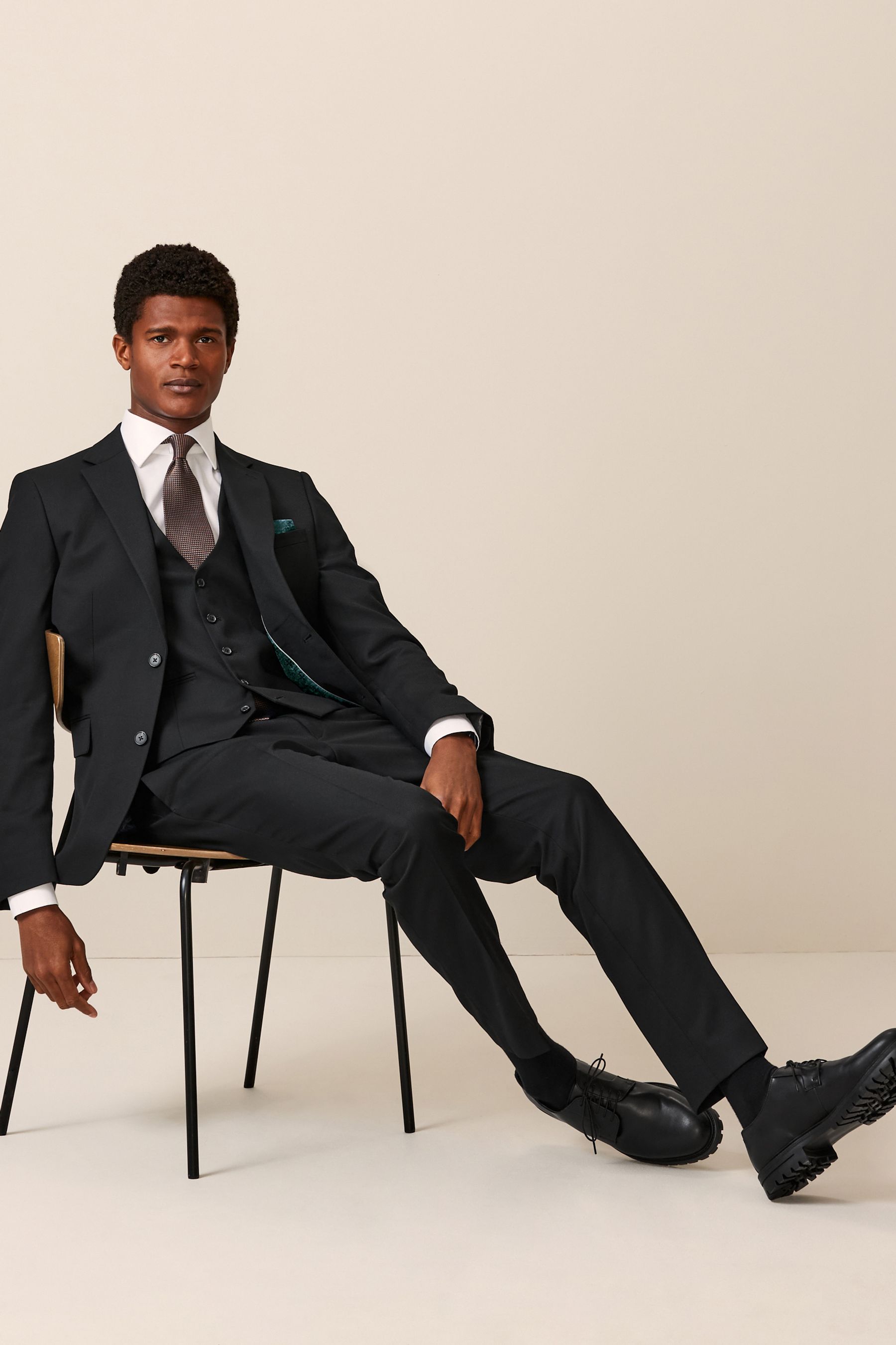 Buy Black Slim Fit Textured Suit Jacket from the Next UK online shop