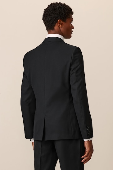 Black Slim Textured Suit: Jacket